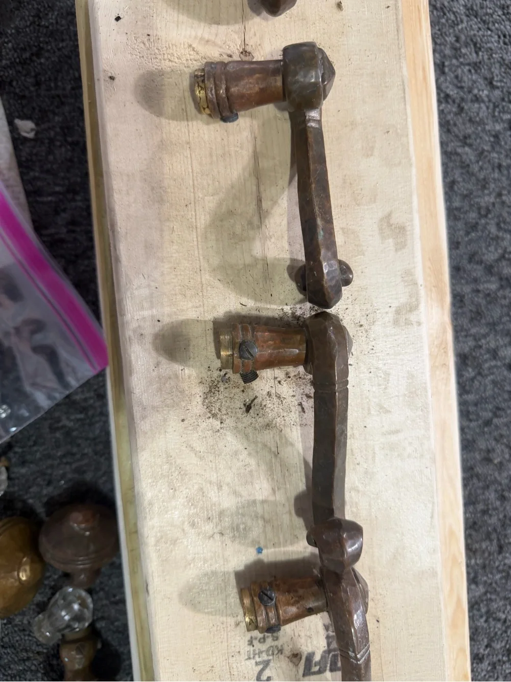 5 Hammered Copper Tone Lever Door Handles Arts & Crafts Mission Style Architech